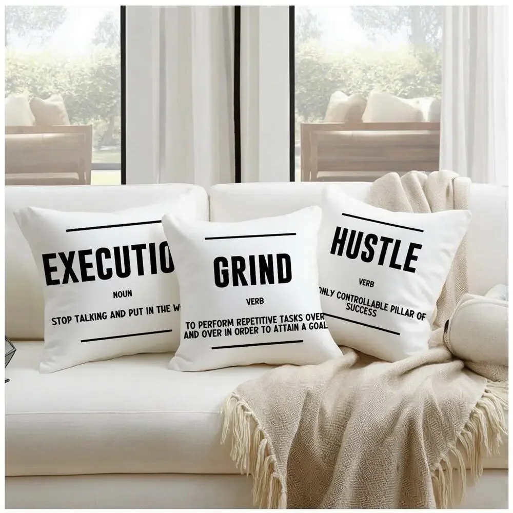 Quote Grind Hustle Execution Quote Success‎ Entrepreneur 3 Pillow Case 18x18”